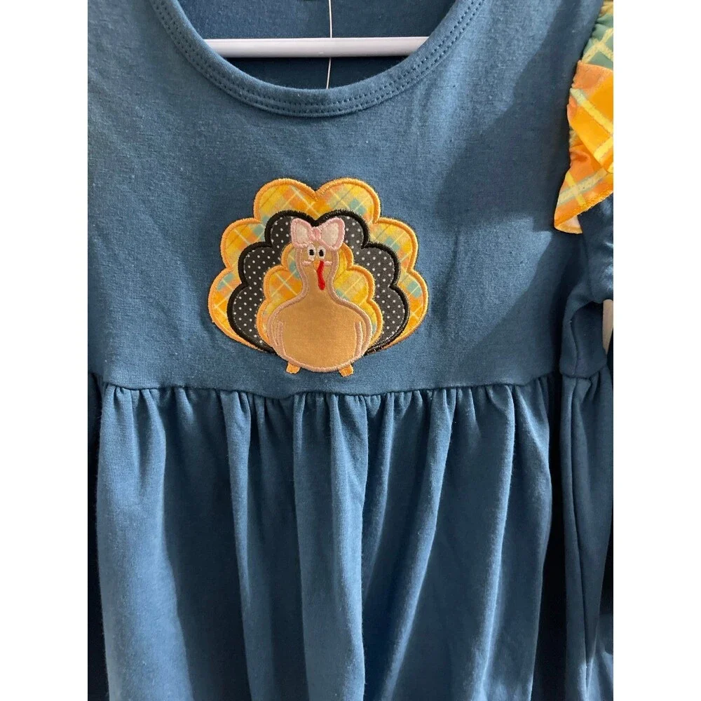 Abby & Evie Appliquéd Turkey Long Sleeve Dress Size 3 New With Tag
